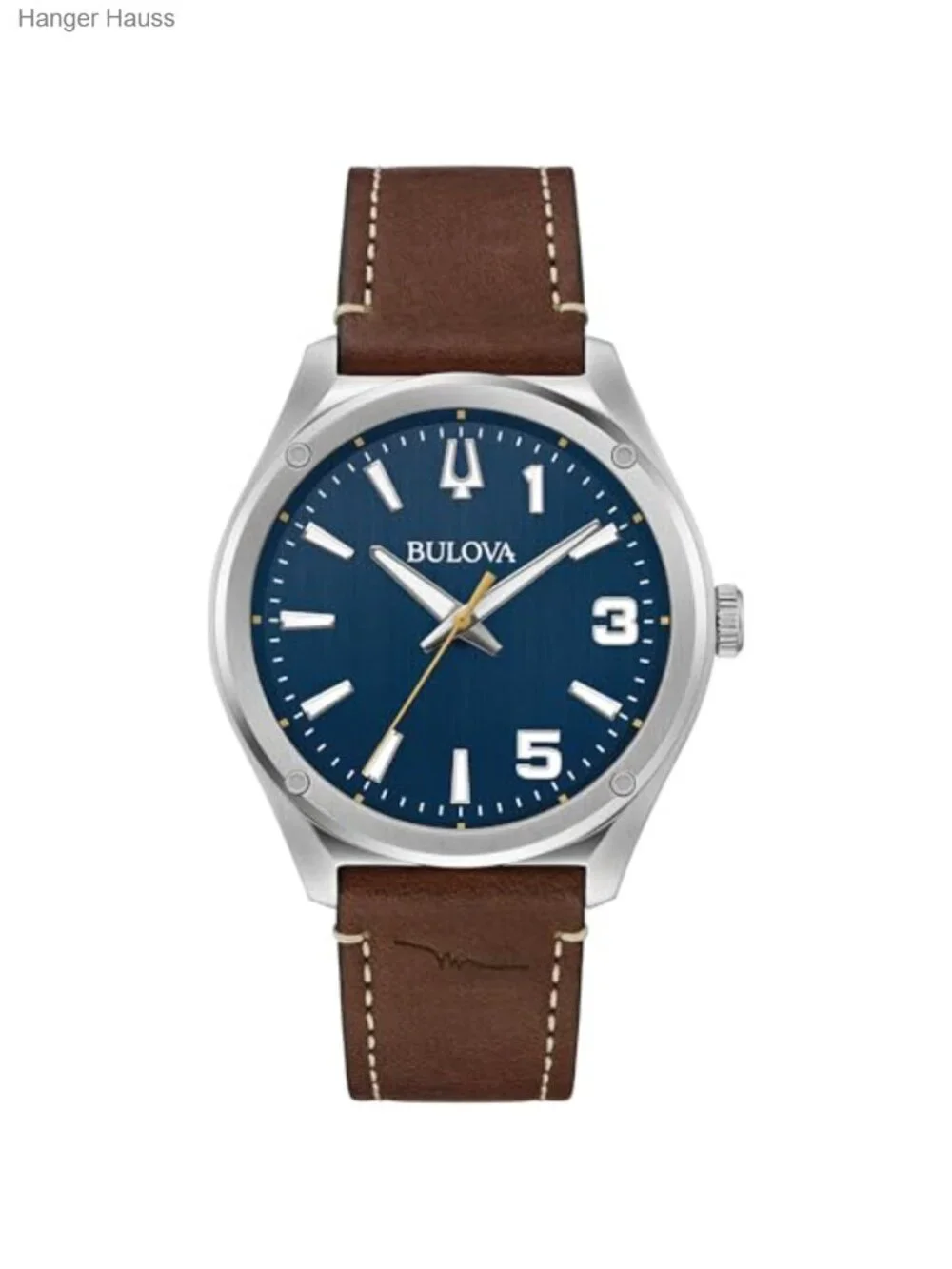 Men's Quartz Watch Stainless Steel Sapphire Crystal Leather Strap